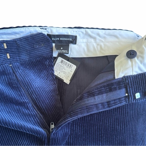 Club Monaco Navy Blue Wide Leg Corduroy Pants Women’s Size 6 Velvet Mid Waist - Picture 4 of 6